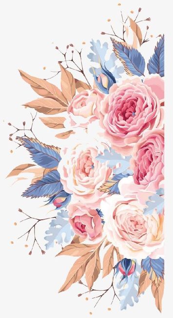 Convites / Menu  - Estampa floral azul e rosa 3