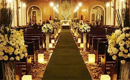 Decoração Igreja - branco com verde.