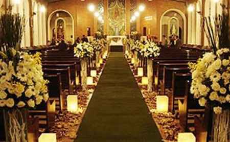 Decoração Igreja - branco com verde.
