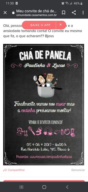 Meu convite de chá de panela virtual! #vemver - 1
