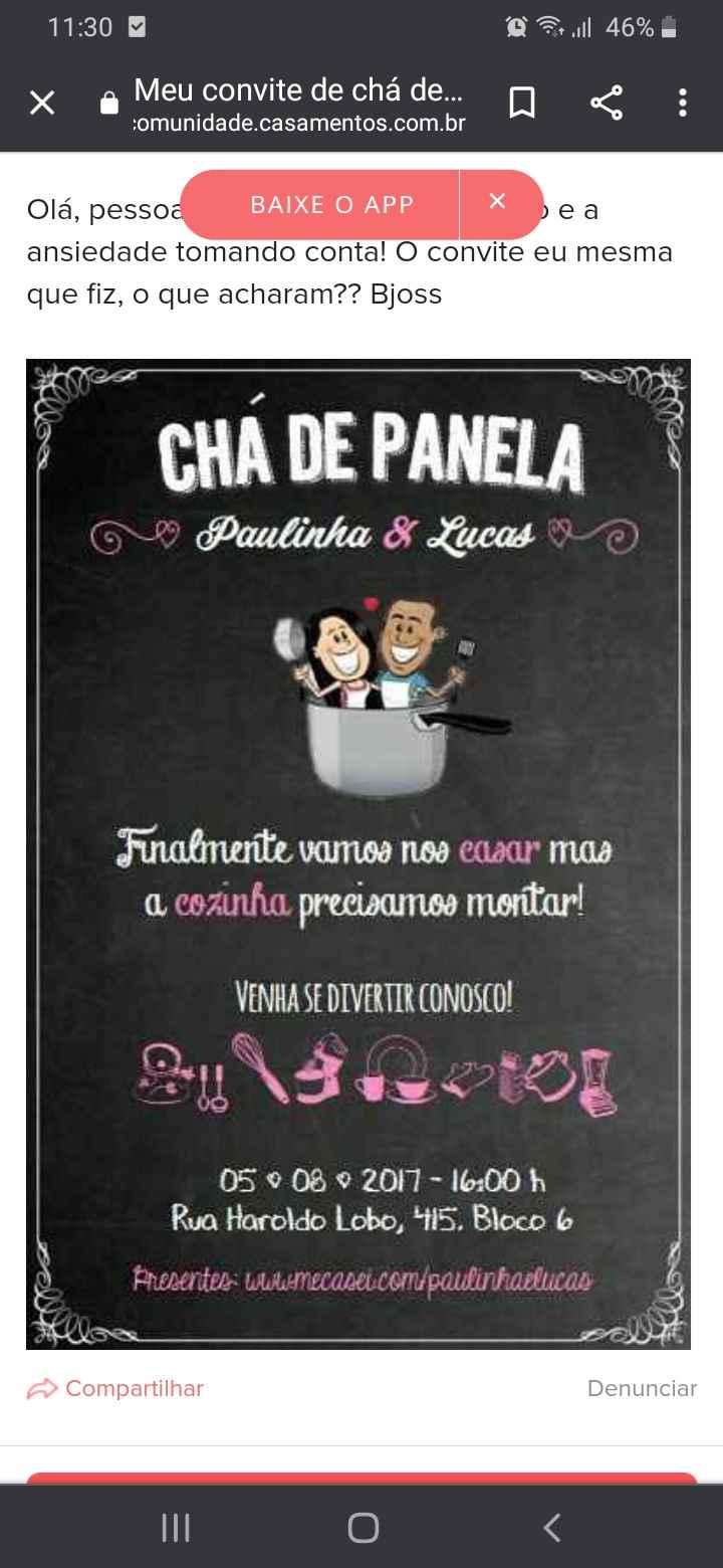 Meu convite de chá de panela virtual! #vemver 1