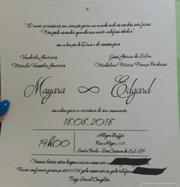 Meus convites de casamento! Faltam 4 meses! - 2