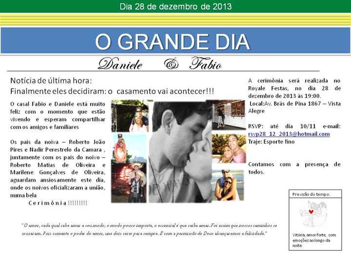 convite de casamento