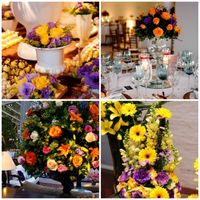 Decoração violeta com laranja