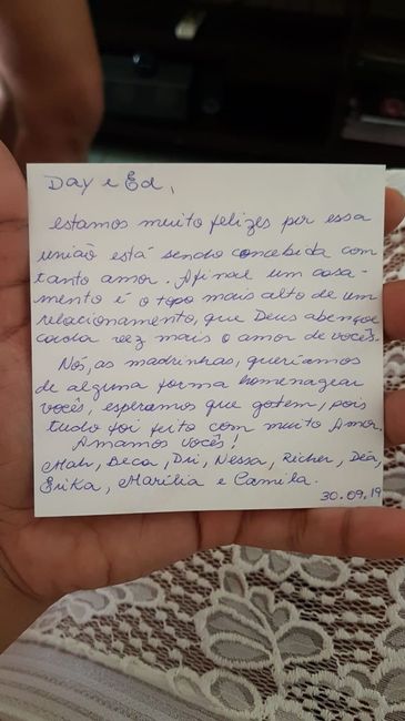 Cartinha das madrinhas