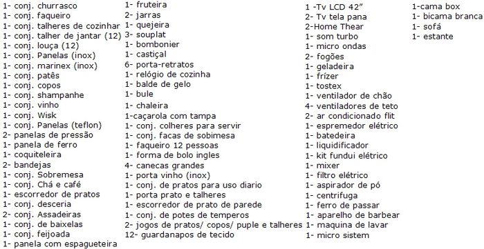 Lista de enxoval