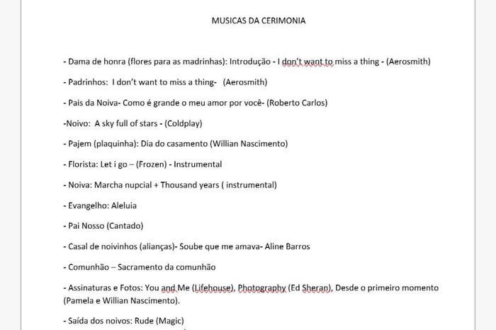  Músicas para cerimonia - 1