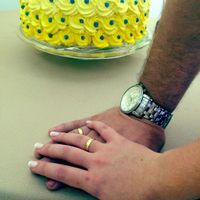 Meu Noivado Bolo (Amarelo Degradê e Pérolas comestíveis em azul)