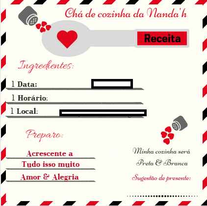 Convite do cha de cozinha 
