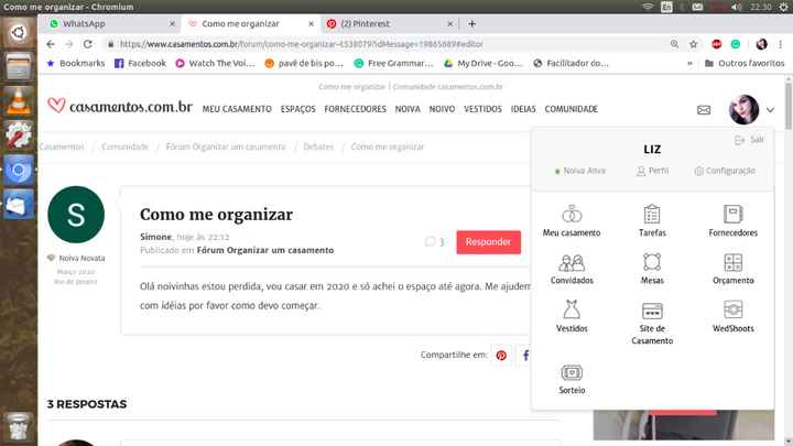 fica ali na aba direita, em cima da sua foto!