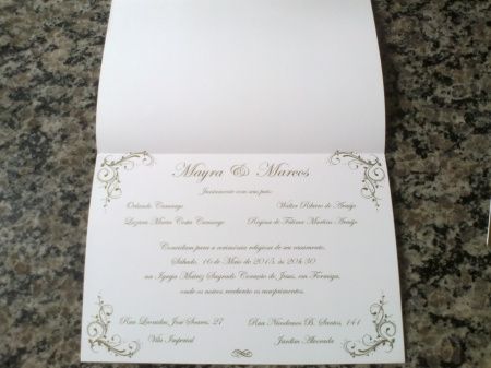 Convite de casamento parte interna