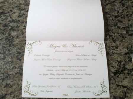 Convite de casamento parte interna