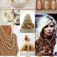 Outra paleta de cores com dourado e até cobre. Você pode pedir que usem bege ou nude.