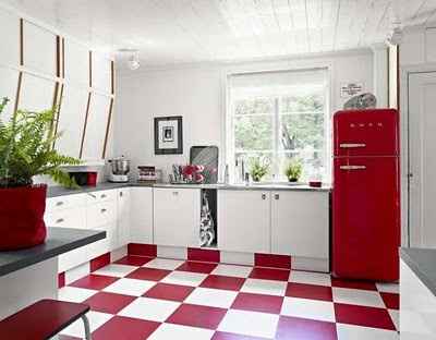piso vermelho e branco