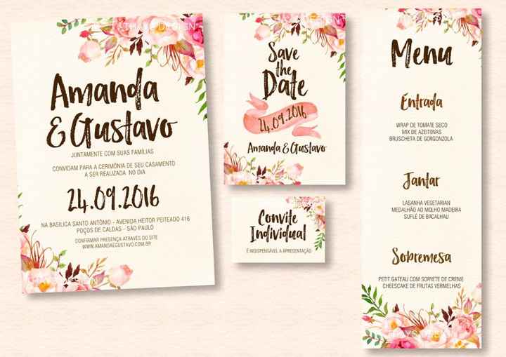 Convite + individual + save the date + menu