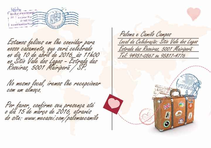 Convite Postal Verso