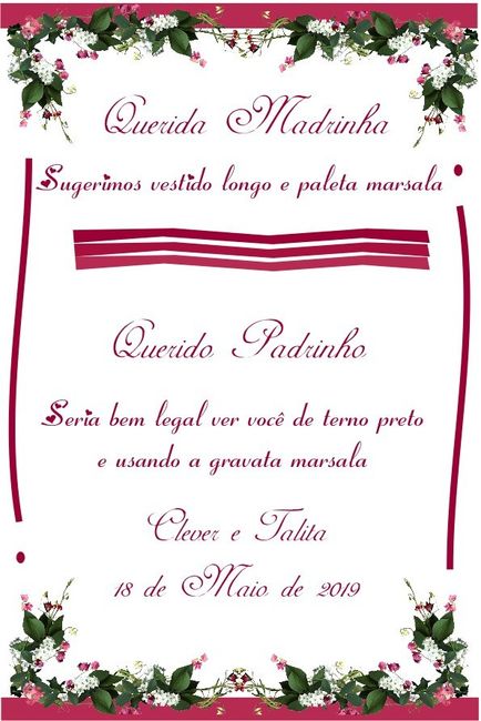 Em cada uma das caixinhas dos padrinhos colocamos um mini manual. Utilizei o mesmo para caixinhas de