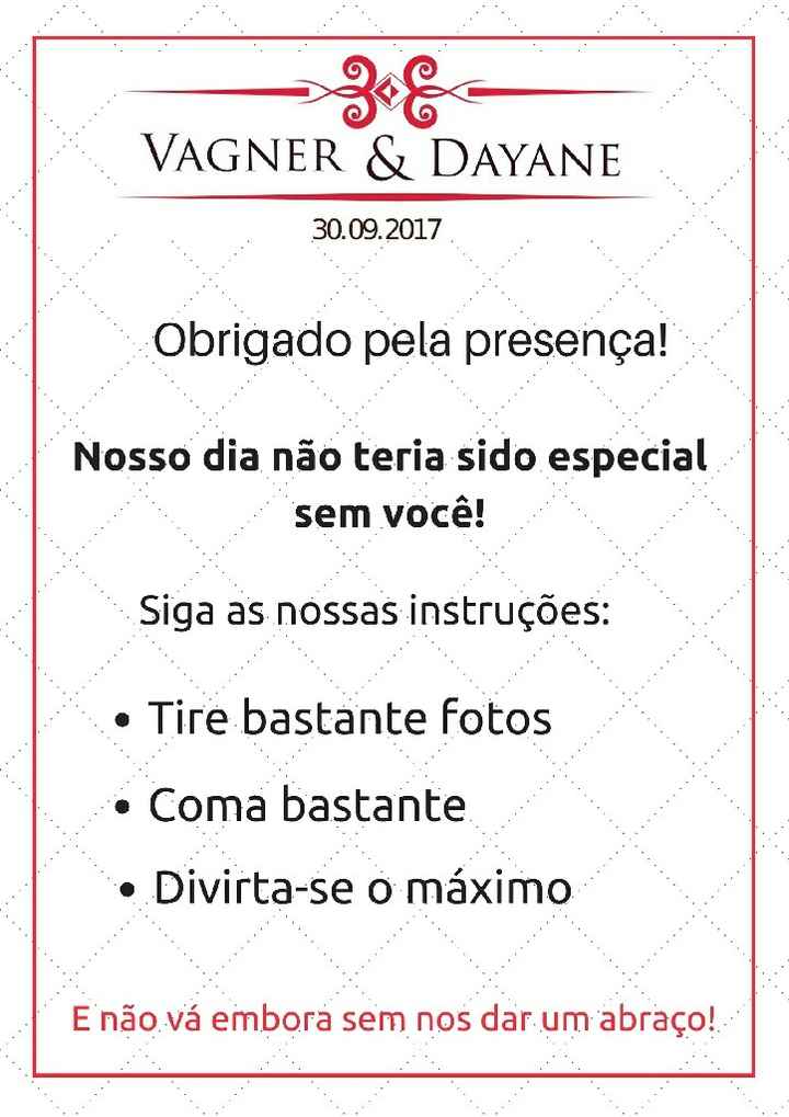 Cartão de agradecimento aos convidados - 1