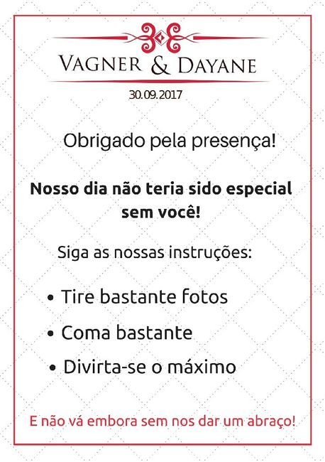 Cartão de agradecimento aos convidados - 1
