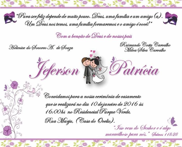 Convite do casamento