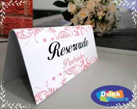 Plaquinhas para reservar mesa dos padrinhos