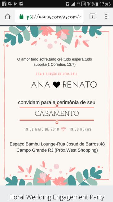 Acabei de criar o meu convite no canva😅😍😍
