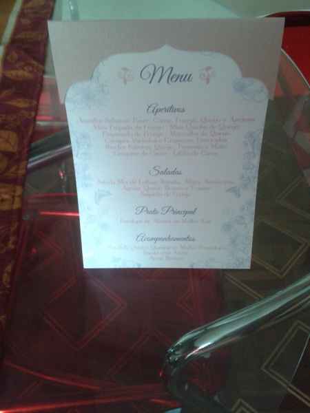 Menu do jantar