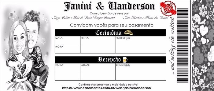 Convite estilo ingresso