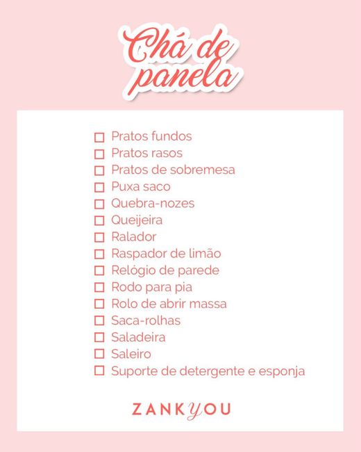 Alguém que tenha lista de chá de cozinha? 1
