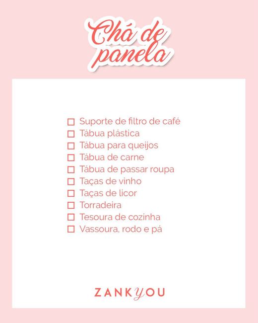 Alguém que tenha lista de chá de cozinha? 2
