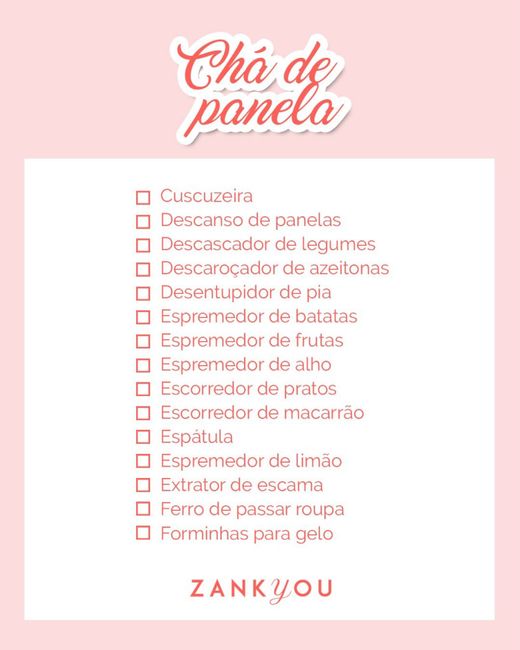 Alguém que tenha lista de chá de cozinha? 5