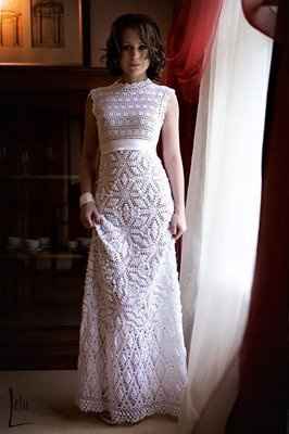 Vestido de noiva em crochê. - 2