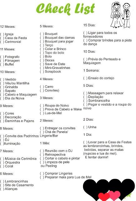 Check list facilitando o início dos preparativos. - 1