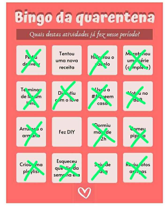 Bingo da quarentena: quem se atreve? #NoivasEmCasa - 1