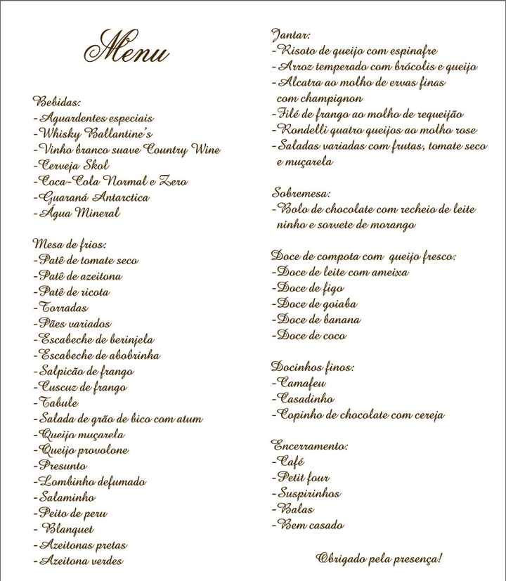 Menu - cardápio