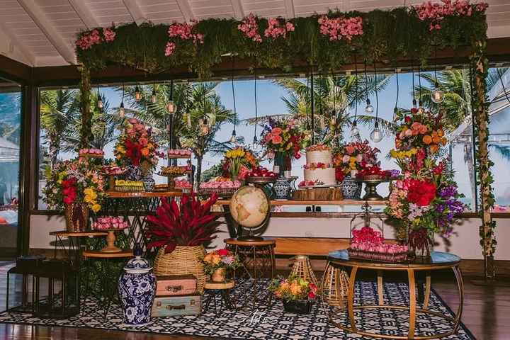 Mesa de doces e bolo