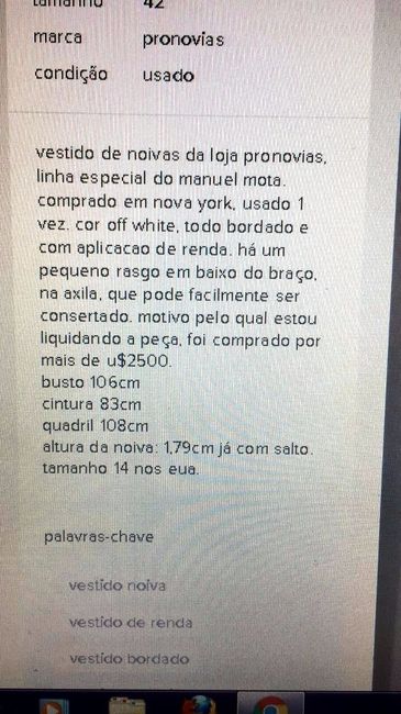 A descrição do anúncio