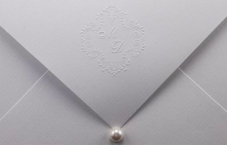 Convite de Casamento com detalhe de pérola 