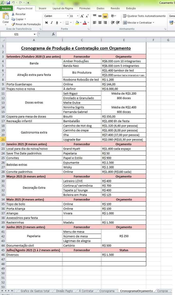 Minha Planilha de Organização do Casamento - Dicas - 9