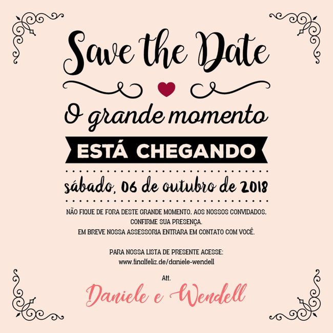 Mensagem no Save the Date 3