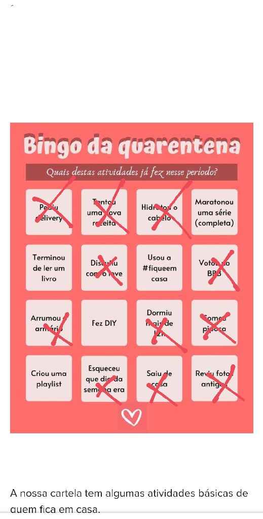 Bingo da quarentena: quem se atreve? #NoivasEmCasa - 1