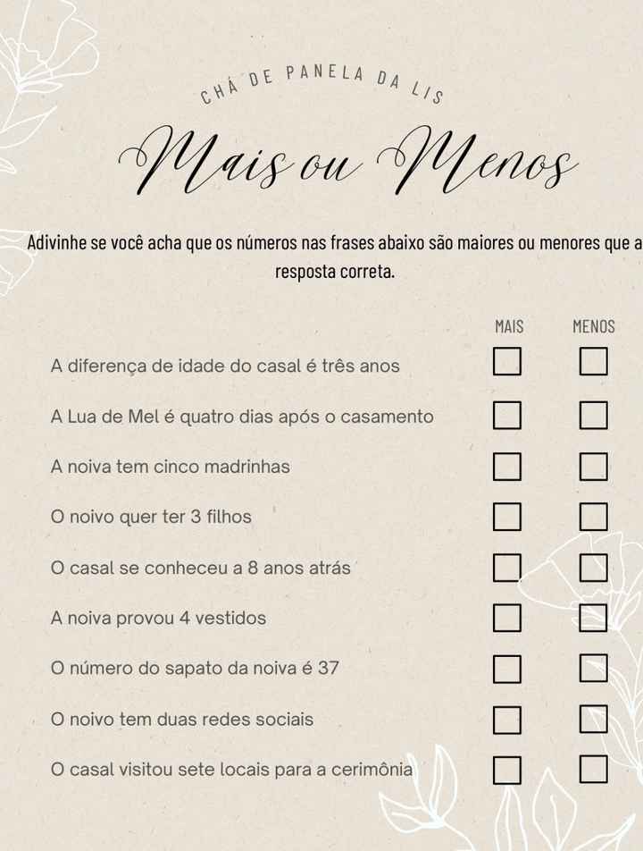 Ideias Brincadeiras Chá de Panela - 3