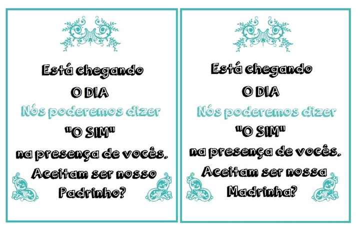 Meu manual para padrinhos e madrinhas em andamento