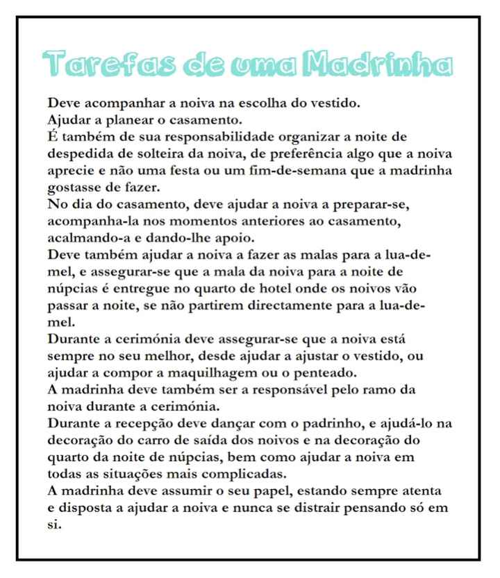 Meu manual para padrinhos e madrinhas em andamento