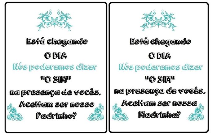 Meu manual para padrinhos e madrinhas em andamento