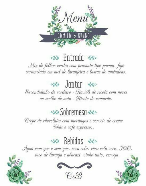 Cardápios Casamentos 💑🤗 - 4