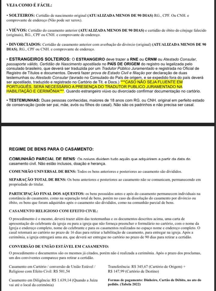 casamento no Cartório civil - Informaçoes - 1