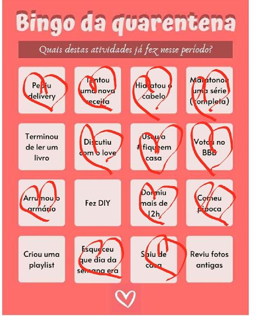 Bingo da quarentena: quem se atreve? #NoivasEmCasa 19