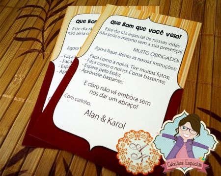 Pra colocar na mesa dos convidados!