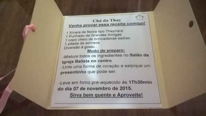 dentro do convite de chá de cozinha